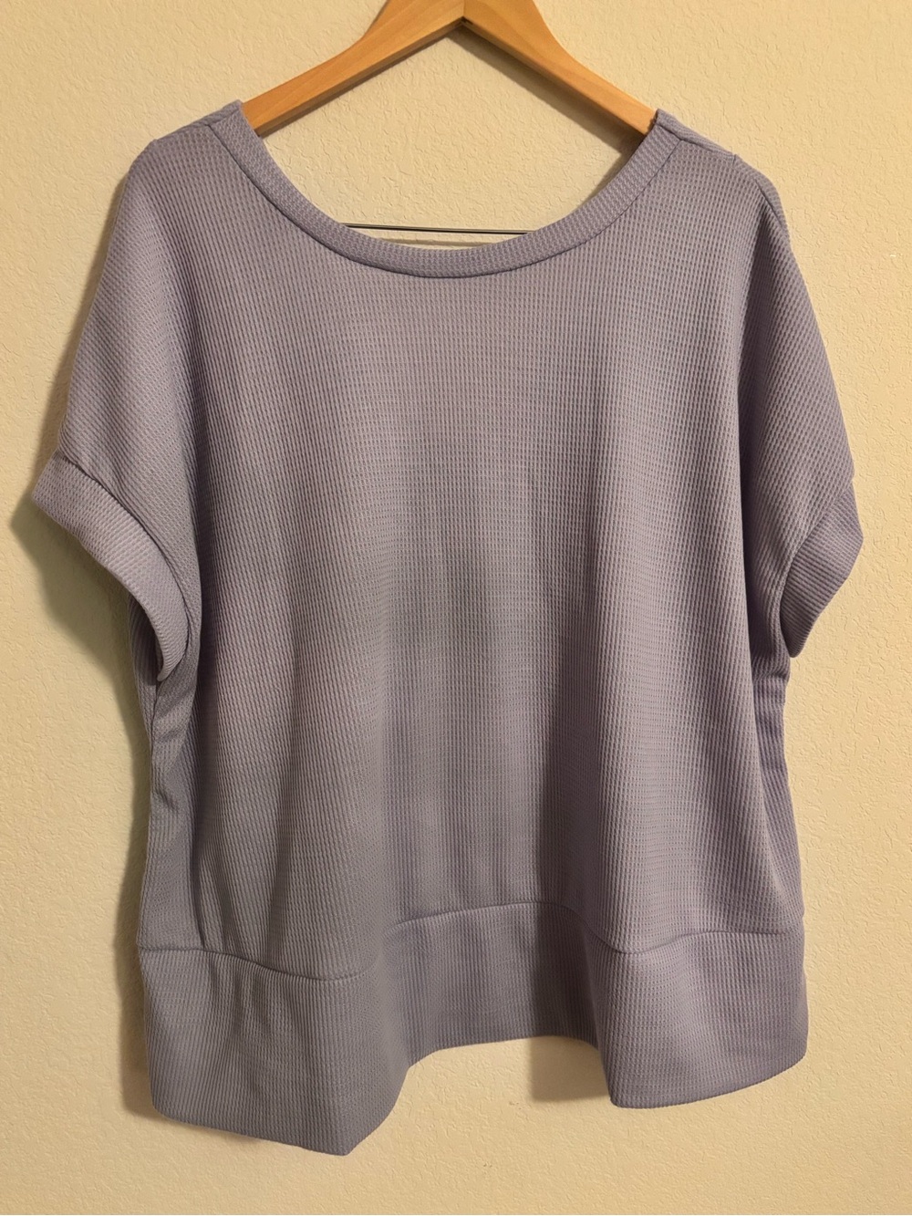 SHEIN Lavender Waffle Knit Short Sleeve Top